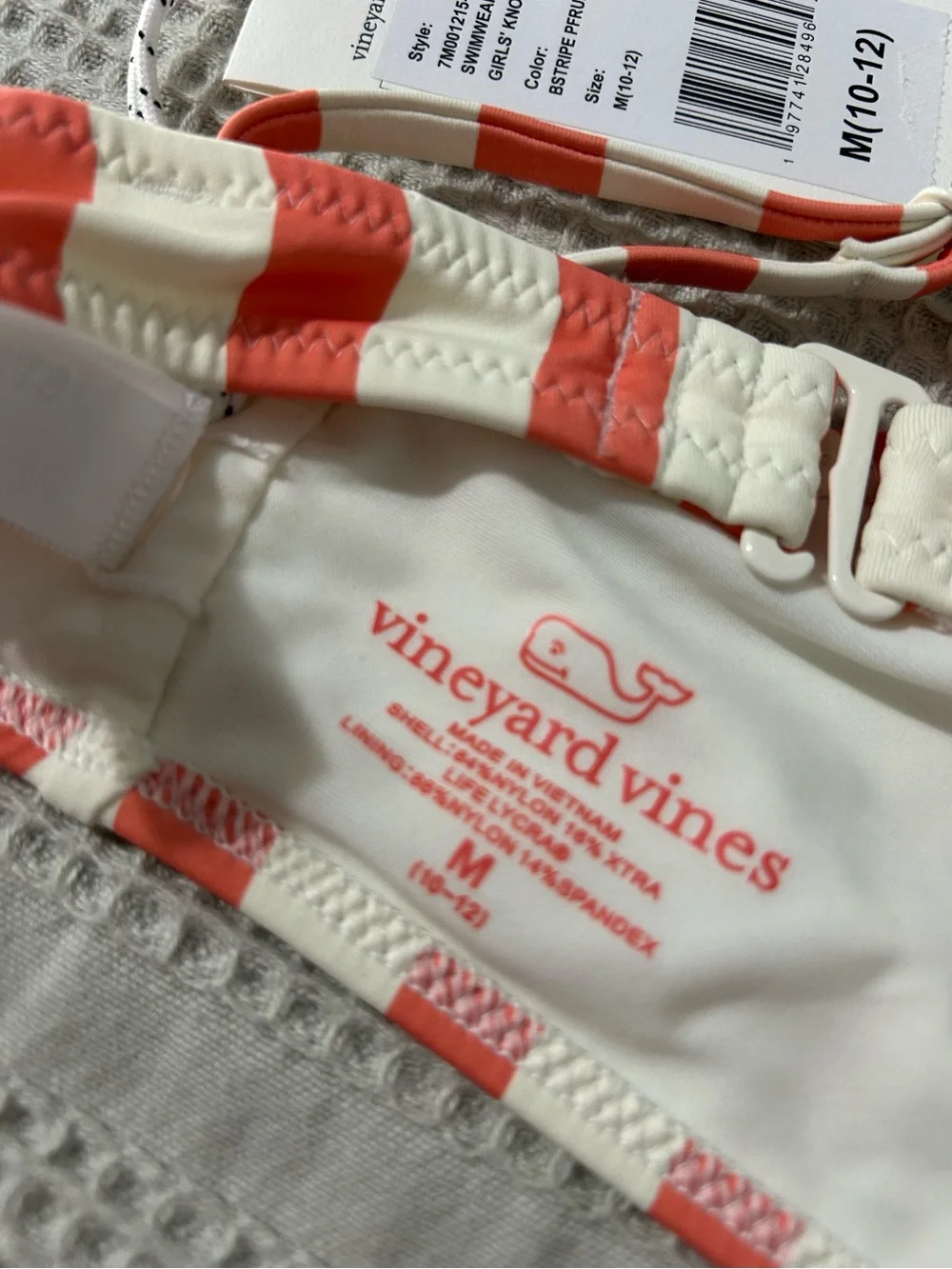 Vineyard Vines Girls Coral & White Stripe Knot Bikini 2 Piece Set NWT